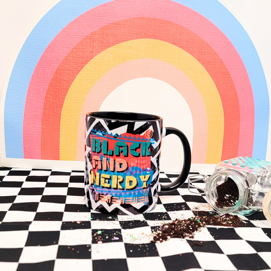 BLACK & NERDY MULTI-COLORED MUG