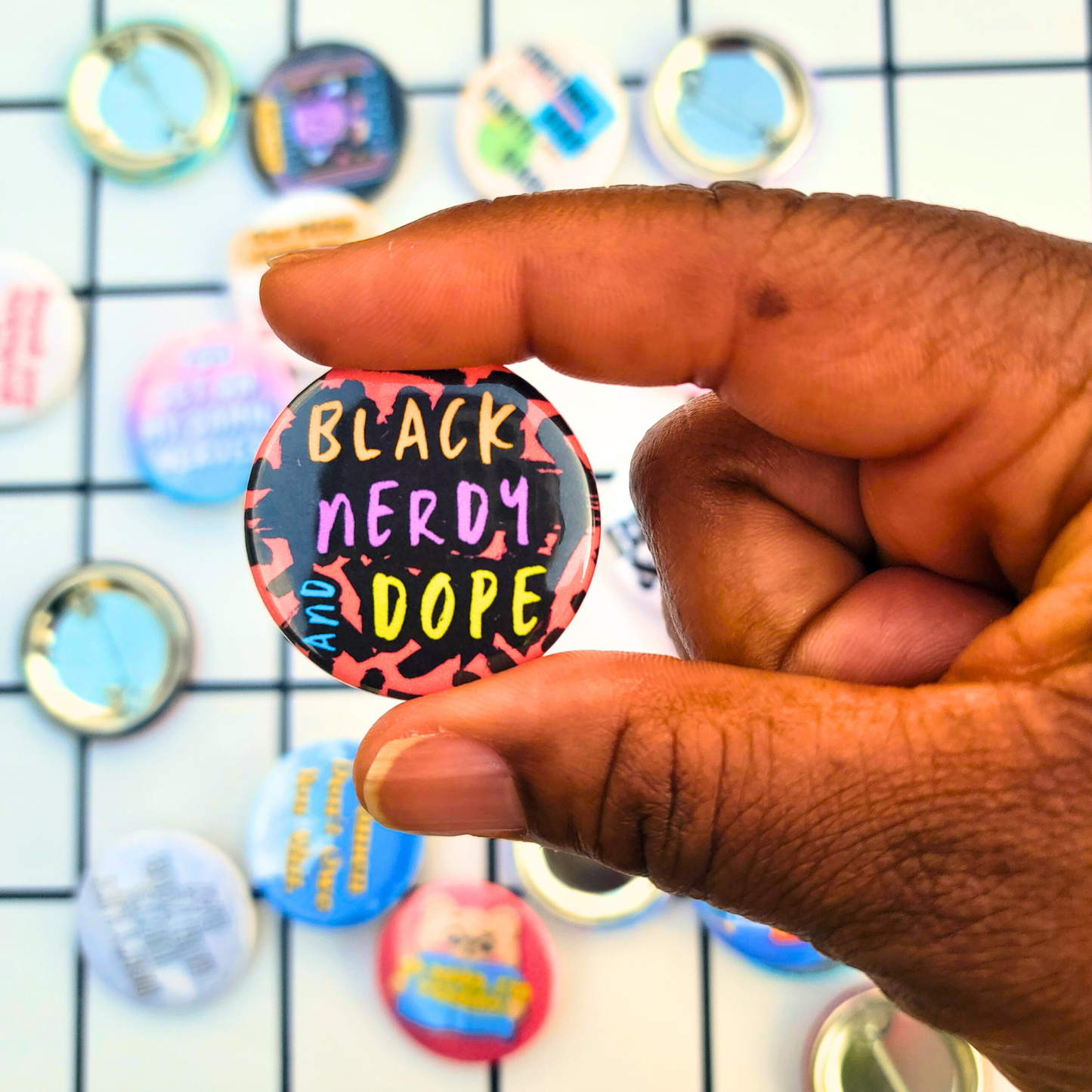 BLACK NERDY AND DOPE BUTTON