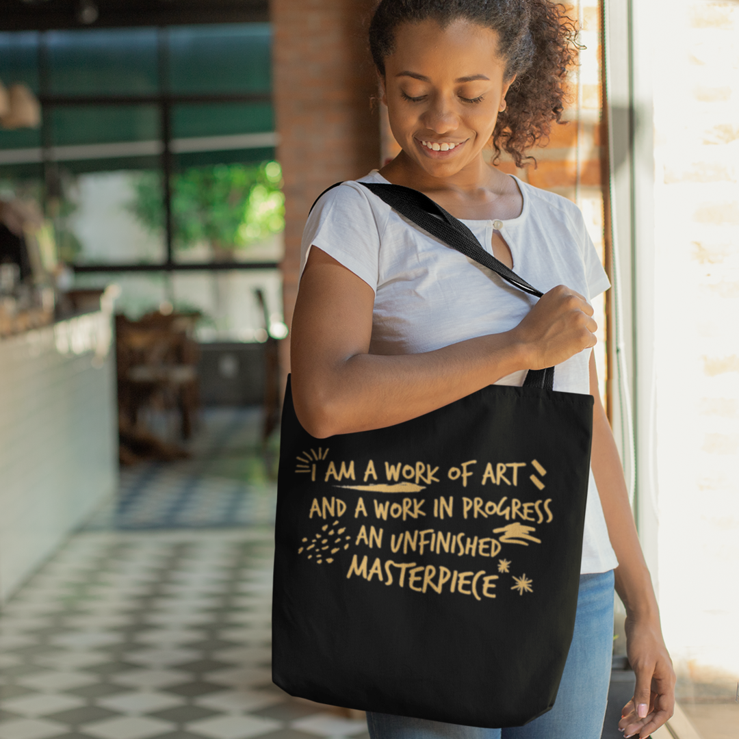 UNFINISHED MASTERPIECE TOTE BAG