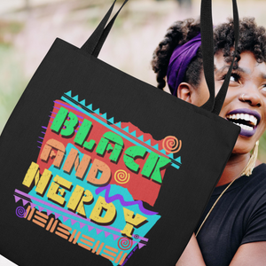 BLACK & NERDY MULTI-COLORED TOTE BAG